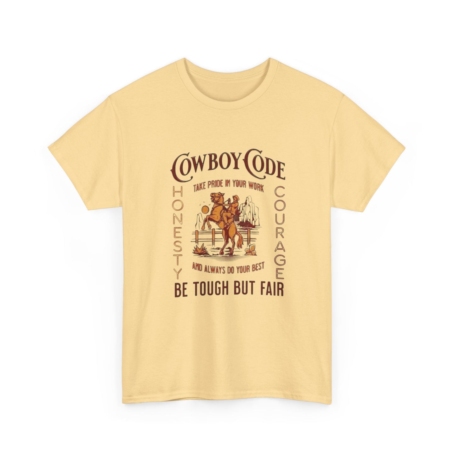 Cowboy Code Graphic T Shirt Unisex Heavy Cotton Tee