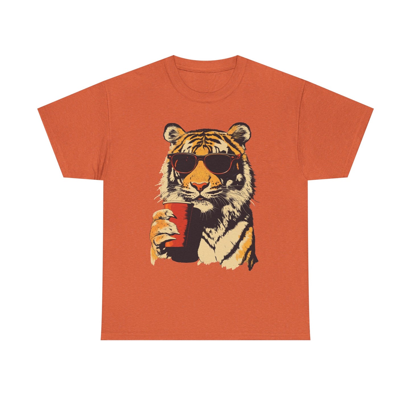 Chill Out Party Tiger Retro Graphic T Shirt Regular Men's Heavy Cotton Tee