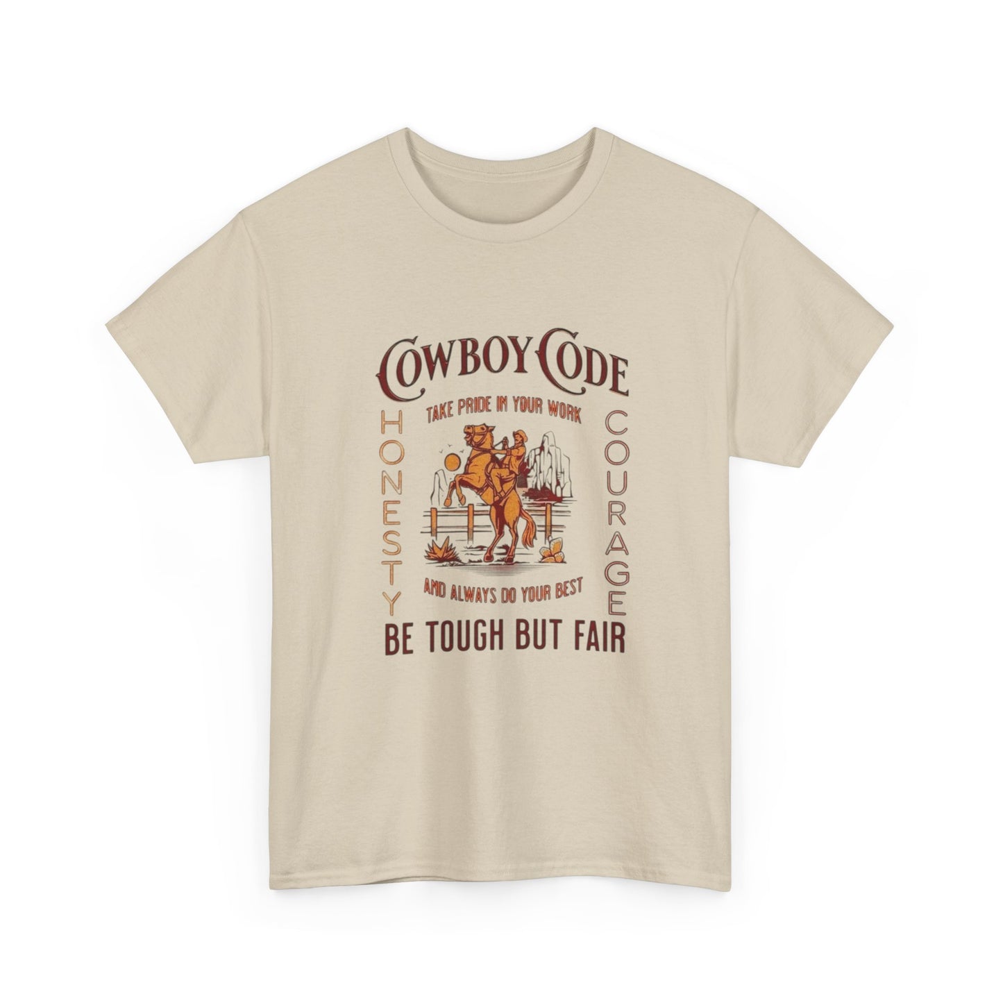 Cowboy Code Graphic T Shirt Unisex Heavy Cotton Tee