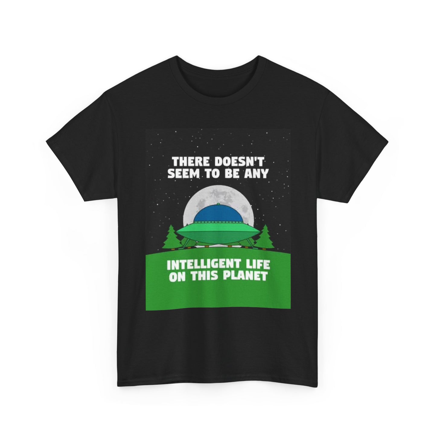 Funny Alien Space Ship Graphic T Shirt Unisex Heavy Cotton Tee