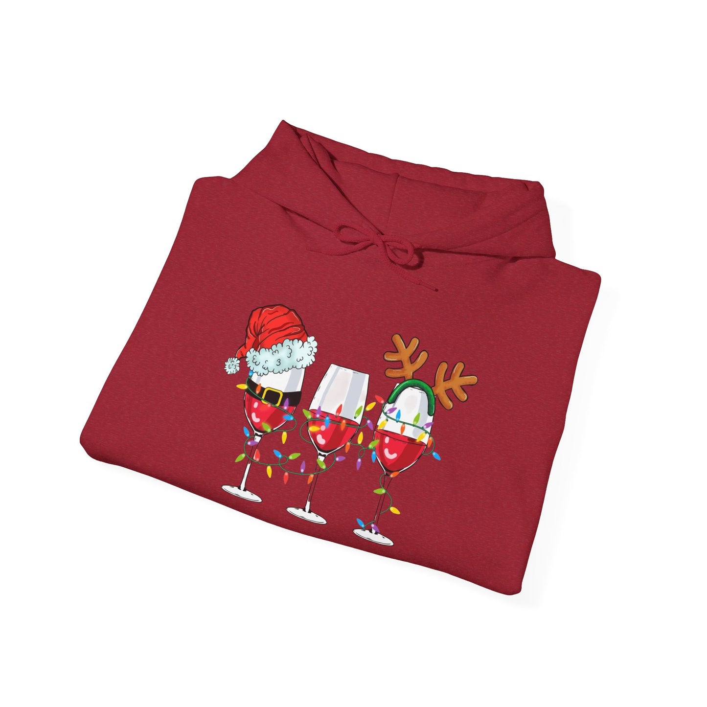 Christmas Wine Glasses Graphic Hoodie Unisex Heavy Blend™ Hooded Sweatshirt