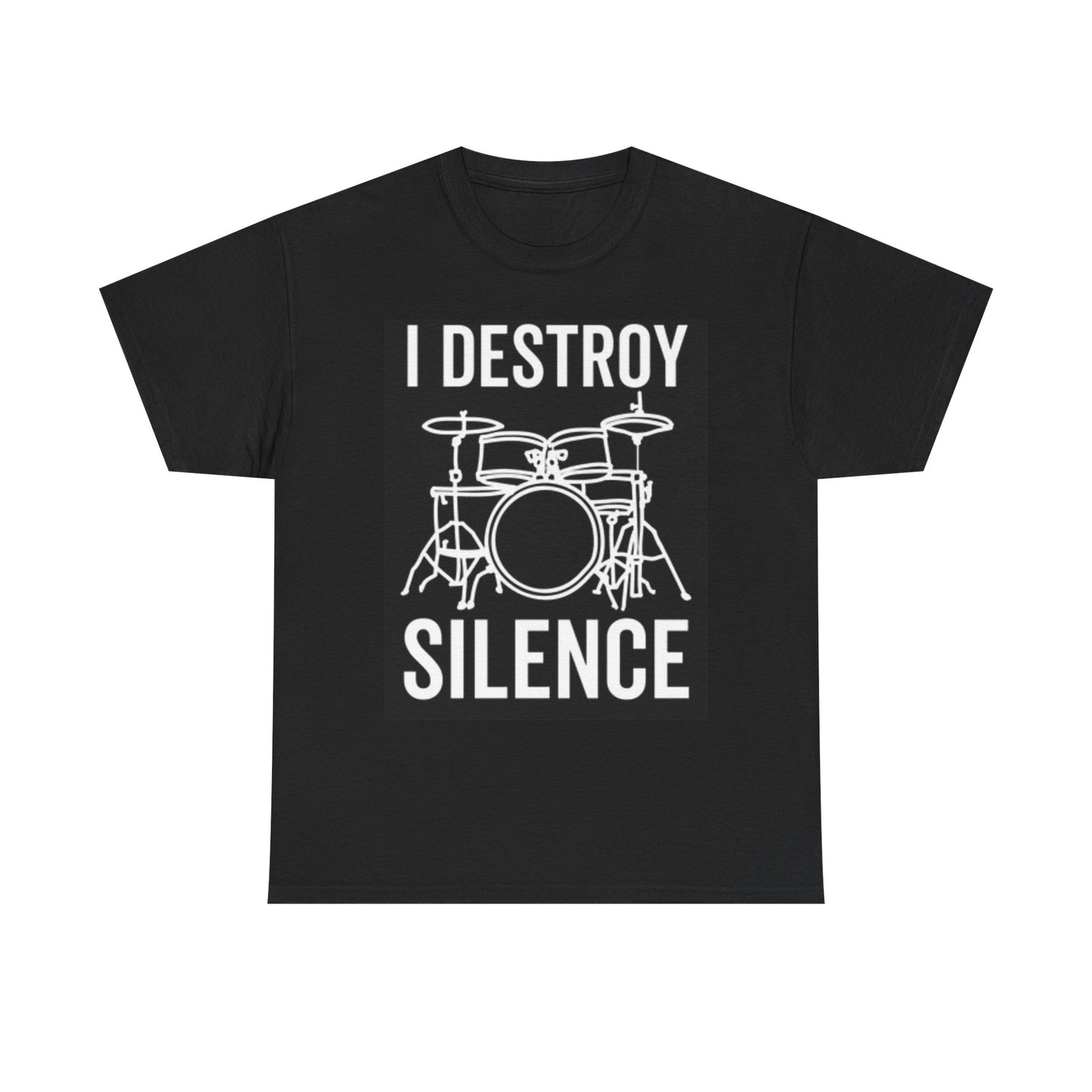 I Destroy Silence Graphic T Shirt Gift Drummer Funny Unisex Heavy Cotton Tee