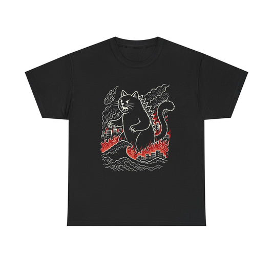 Catzilla Funny Graphic T Shirt NEW ADULT TEE VINTAGE