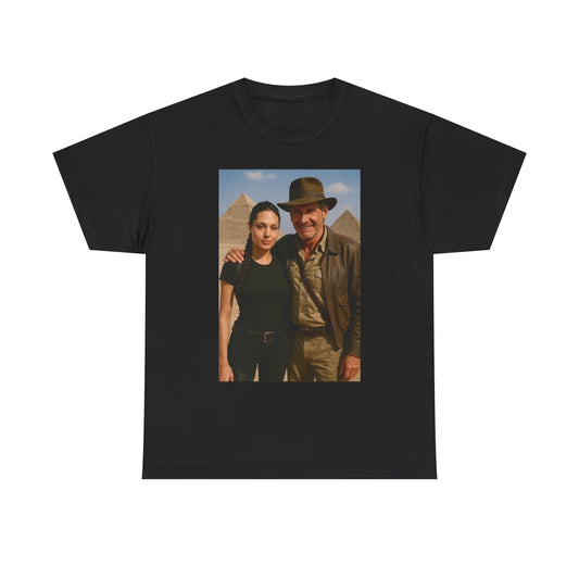 Lara Croft Indiana Jones Funny Graphic T Shirt NEW S-5XL Unisex Heavy Cotton Tee