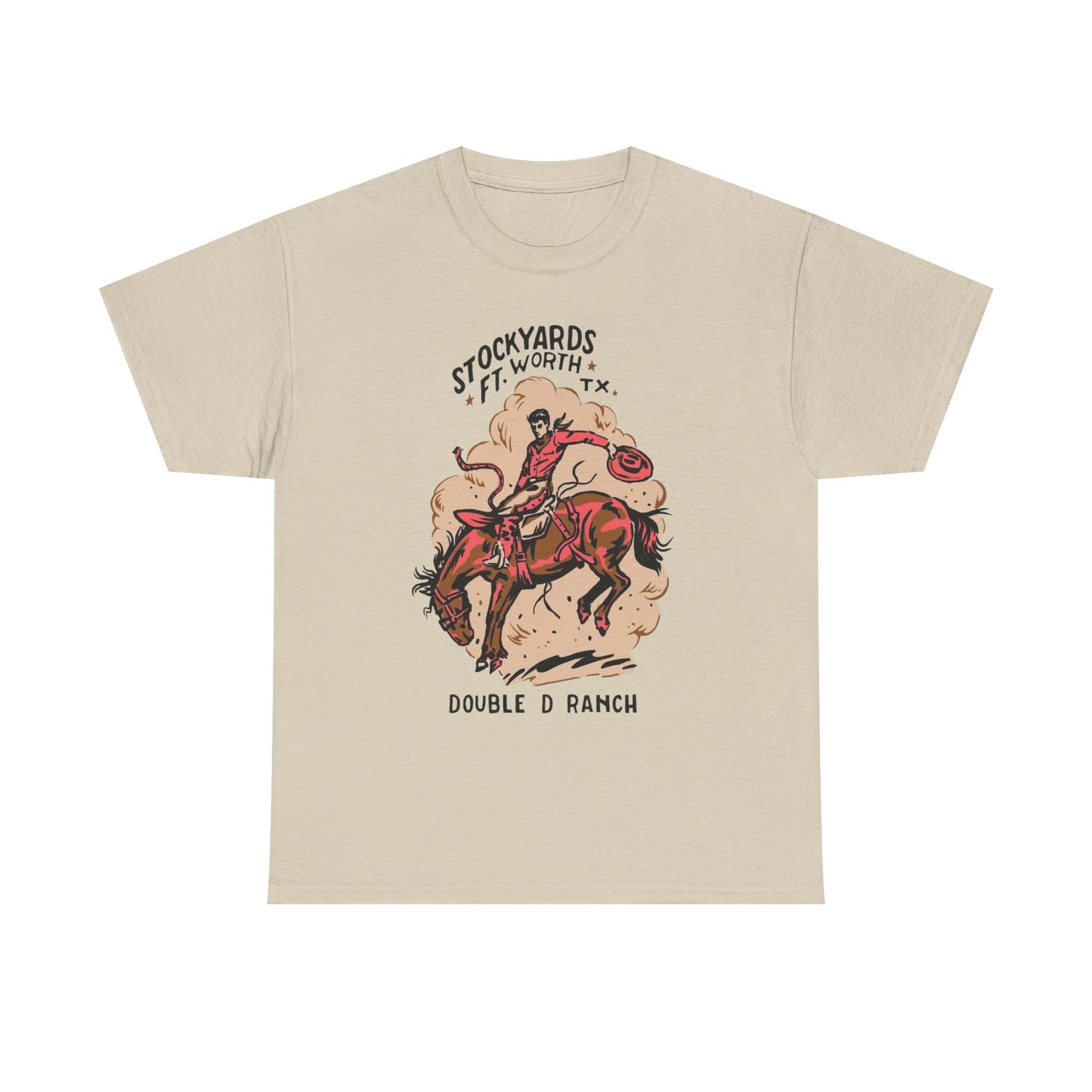 Texas Cowboy Stockyards Vintage Graphic T Shirt Unisex Heavy Cotton Tee