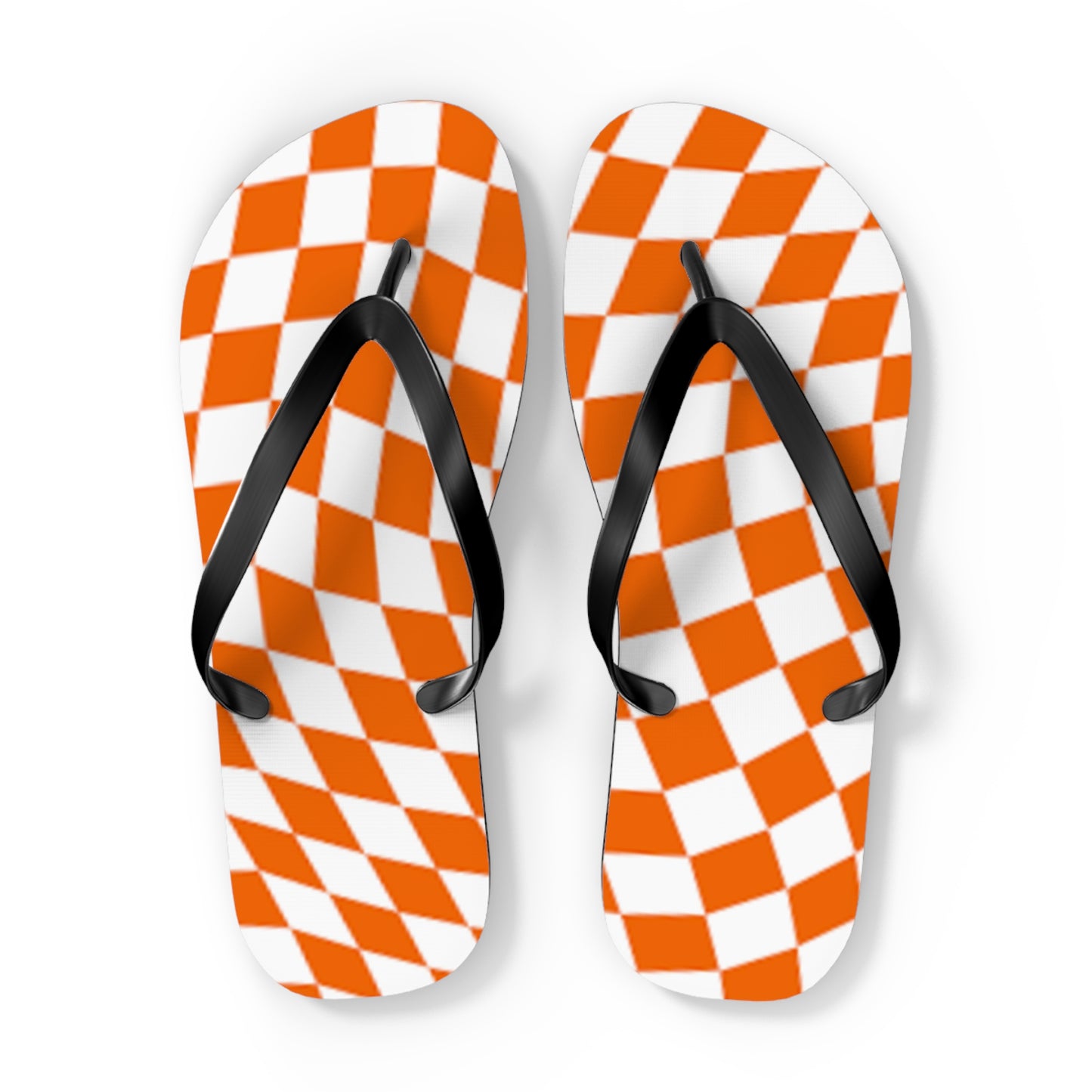 Orange Checkered Wavy Sandals, Beach Shoes, Vacation Flip Flops, Pool Slides