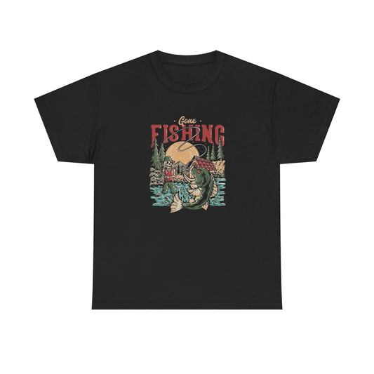 Gone Fishing Graphic T Shirt Unisex Cotton Tee Gift NEW