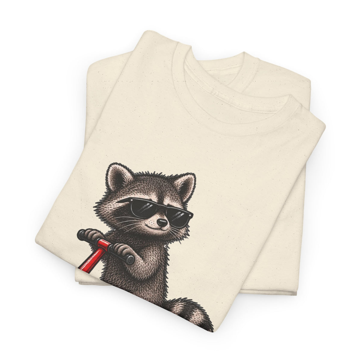 Raccoon Riding Scooter Off to Commit Tomfoolery T-Shirt Men's Graphic Tee