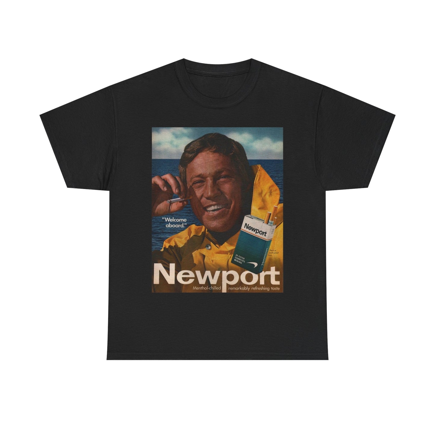 NewPort Tshirt Vintage Sailor Boat Poster AD cigarette Unisex Heavy Cotton Tee