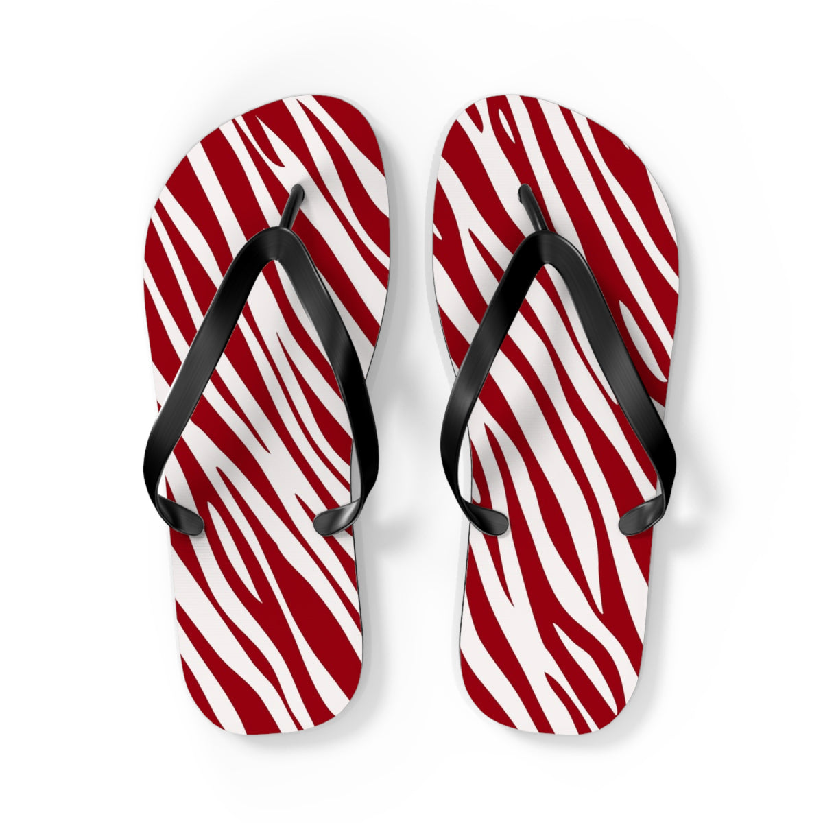 Red Zebra Print Beach Sandals, Slides for Summer, Flip Flops, Water Resistant