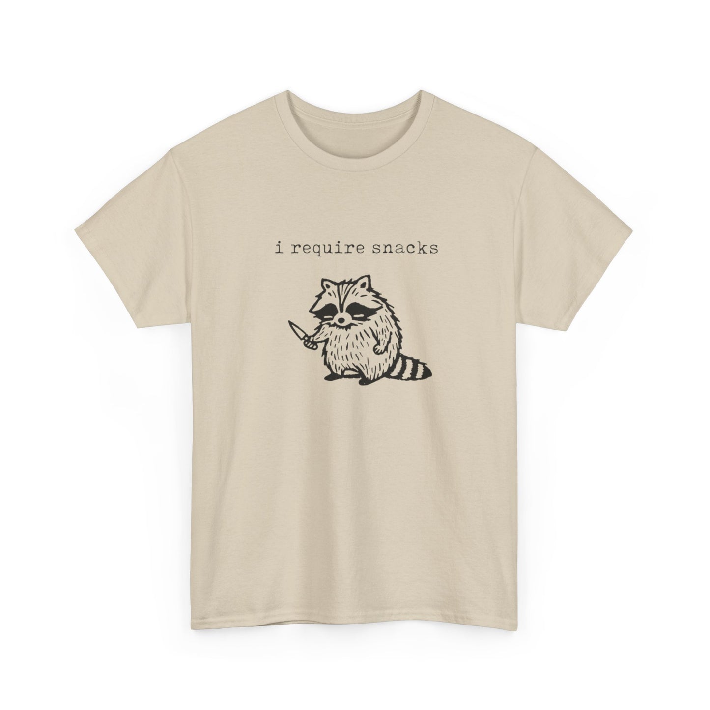 I require Snacks Funny Graphic T Shirt Unisex Heavy Cotton Tee