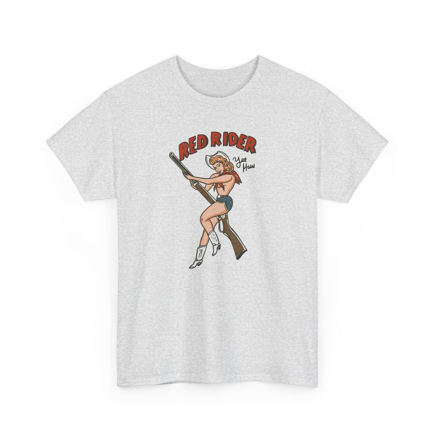 Red Rider Cowgirl Graphic T Shirt Unisex Heavy Cotton Tee GIFT NEW