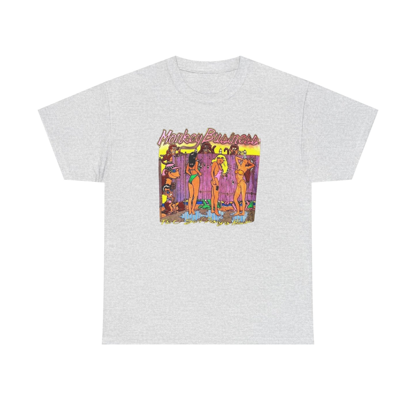 Monkey Business Surfing Graphic T Shirt Unisex Heavy Cotton Tee Gift