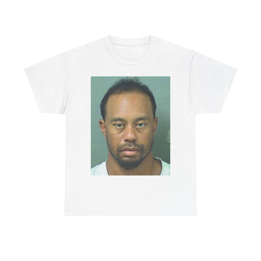 Tiger Woods Tshirt Funny Mugshot Golf Masters Golfing Unisex Heavy Cotton Tee