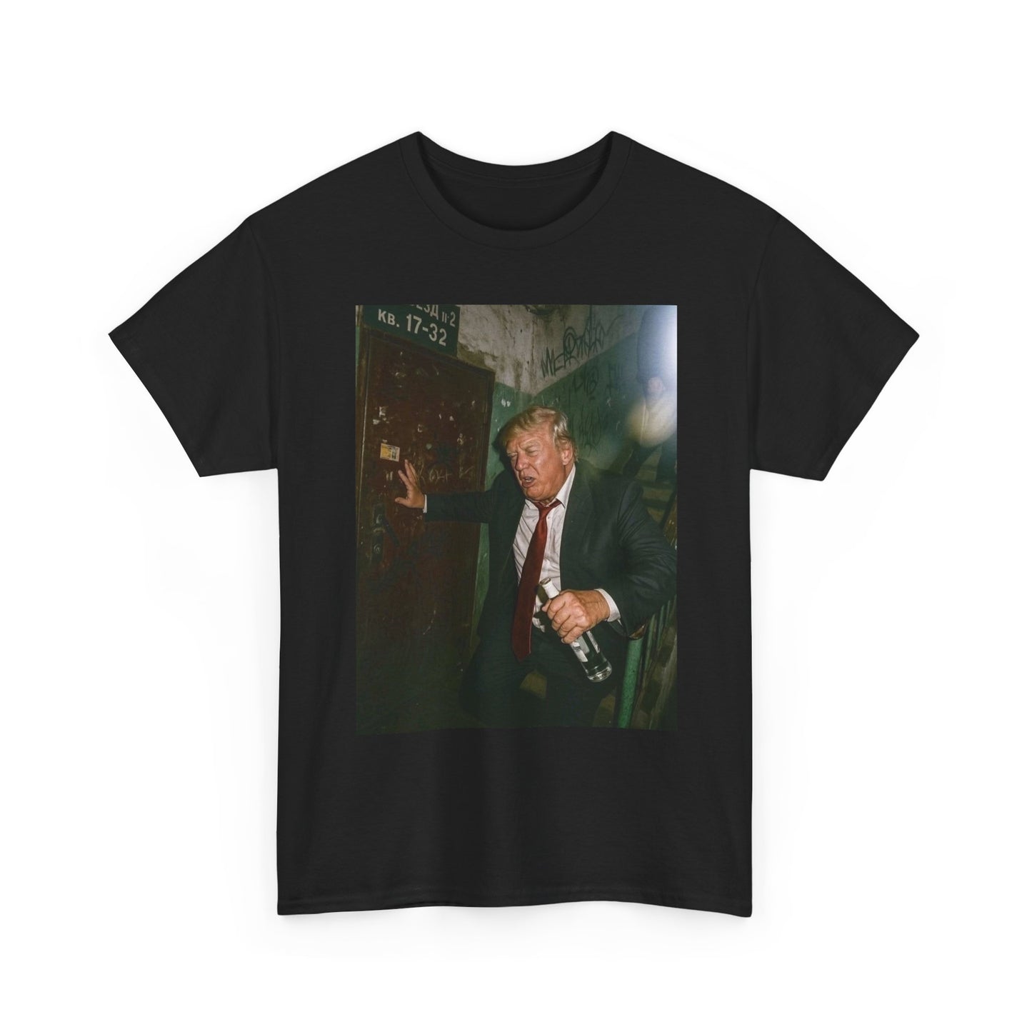 Drunk Trump Funny Graphic T Shirt Men's Heavy Cotton Tee