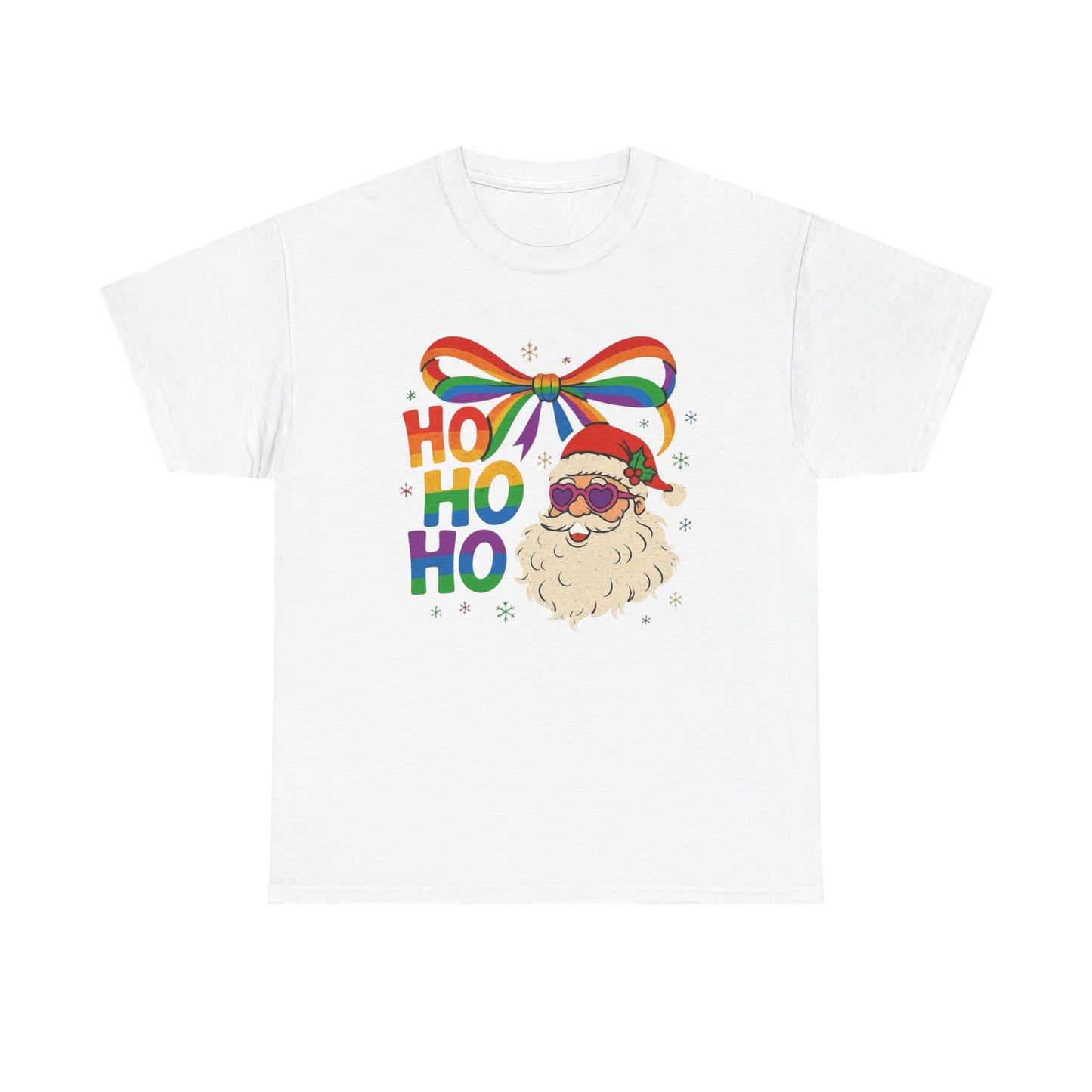 Ho Ho Ho Rainbow Santa Christmas Graphic T Shirt NEW Unisex Heavy Cotton Tee