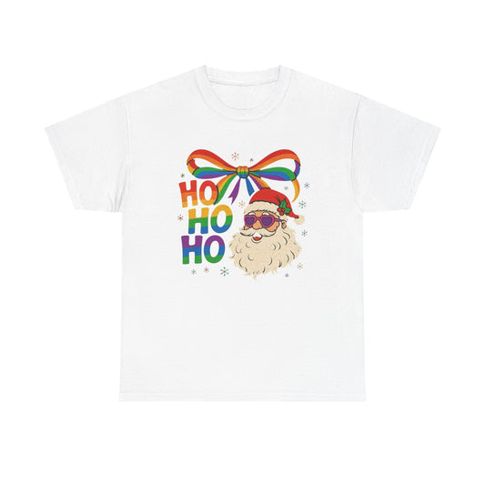 Ho Ho Ho Rainbow Santa Christmas Graphic T Shirt NEW Unisex Heavy Cotton Tee