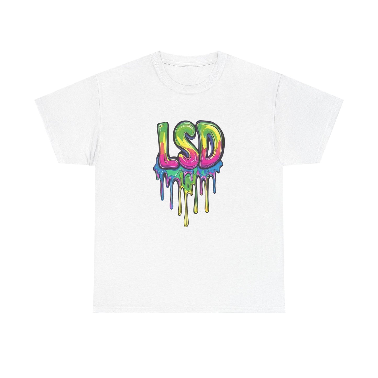 LSD Trippy Neon Graphic T Shirt Unisex Heavy Cotton Tee