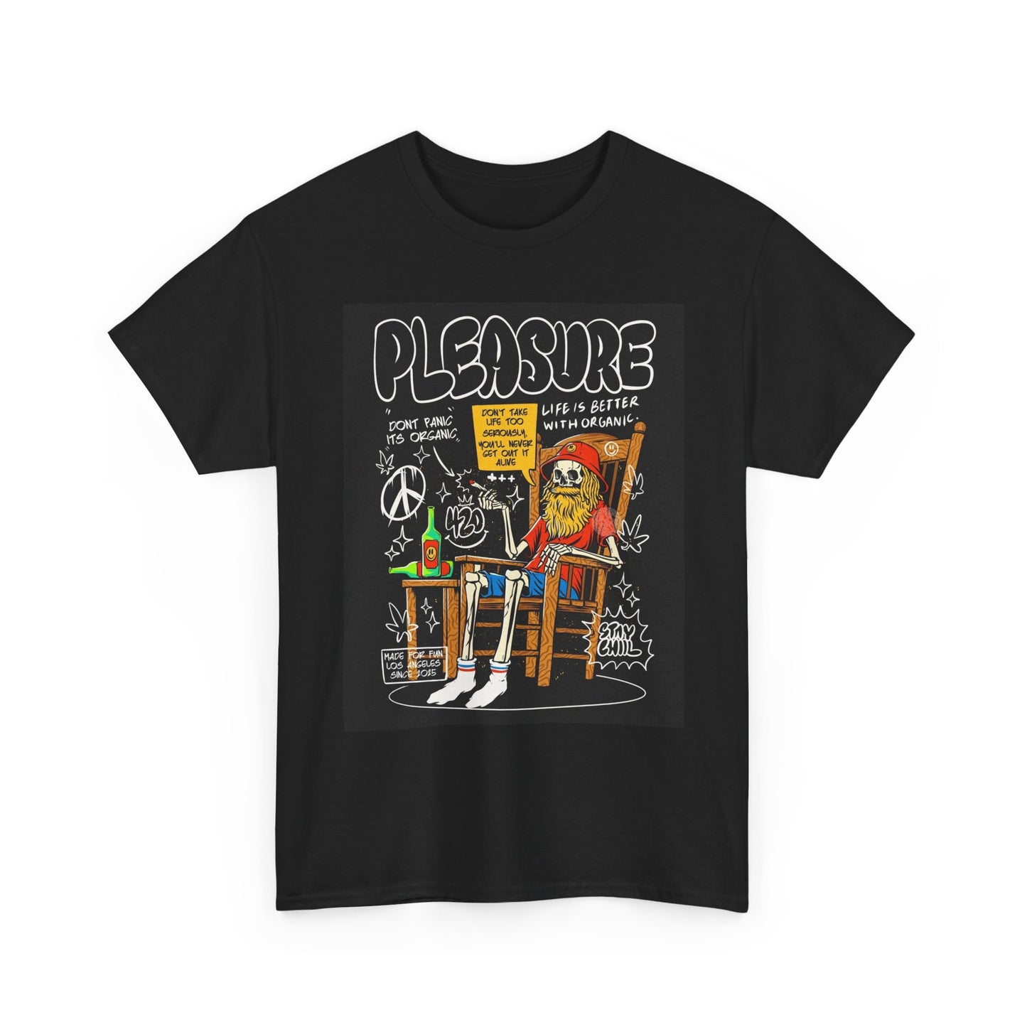 Pleasure Graphic T Shirt Stay Chill Weed THC Pot Unisex Heavy Cotton Tee