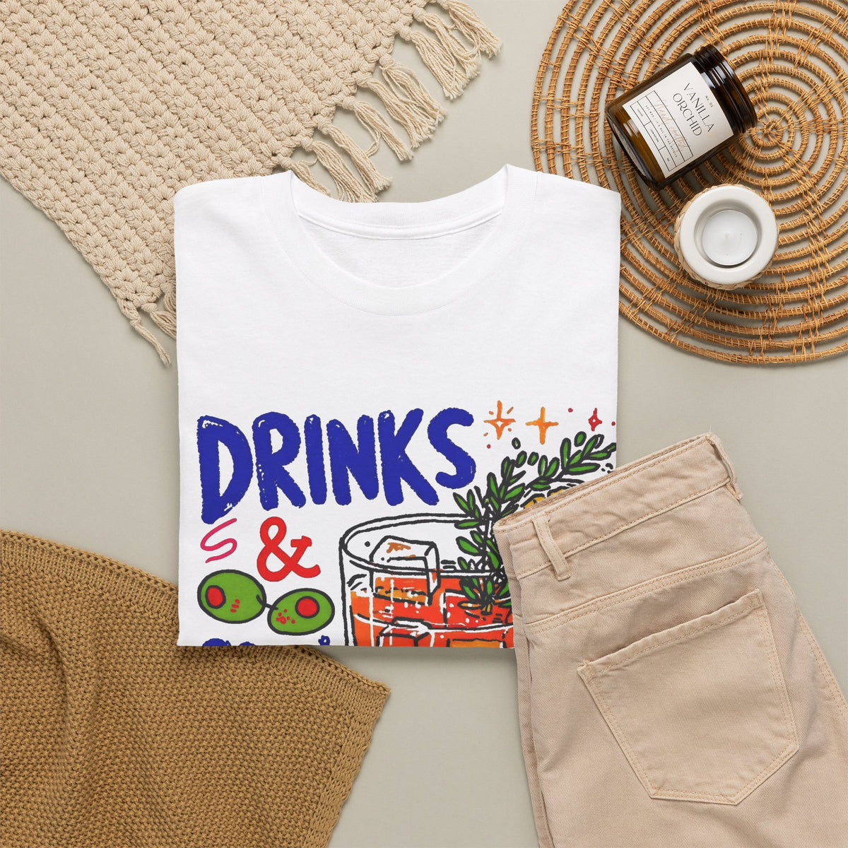 Drinks and Good Vibes Citrus Cocktail T-Shirt Men's Graphic Tee
