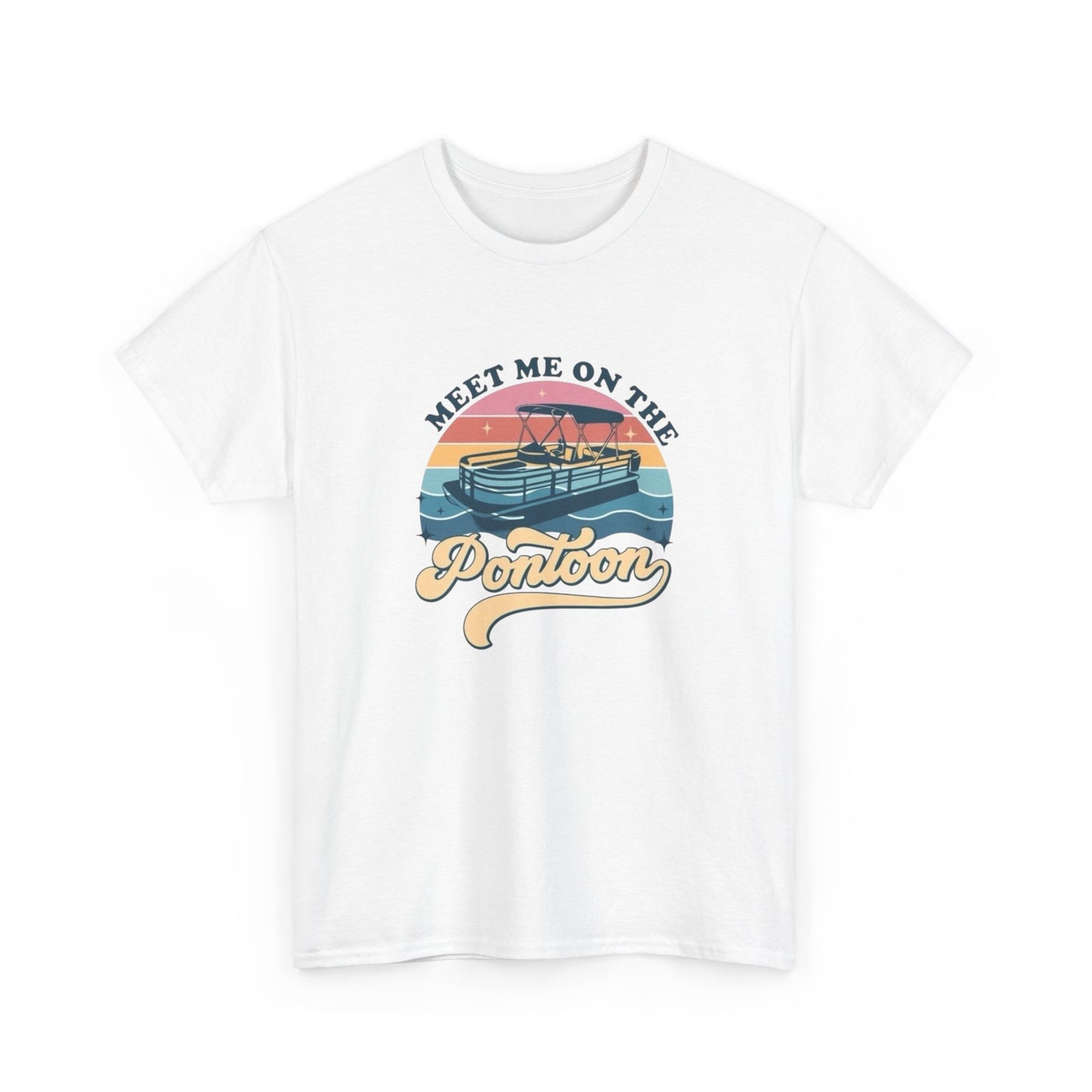 Meet Me On The Pontoon Boat Graphic T Shirt Unisex Heavy Cotton Tee
