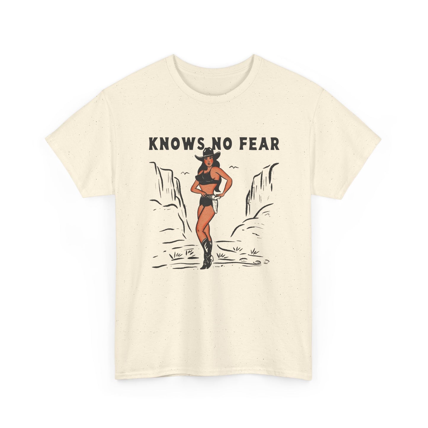 Cowgirl Knows No Fear Graphic T-Shirt Cotton Tee New Gift Vintage