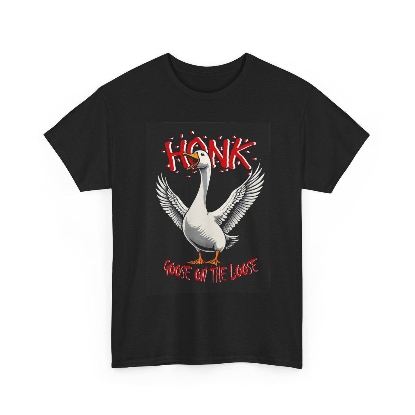 Goose On The Loose T Shirt Funny Bird Graphic Unisex Heavy Cotton Tee