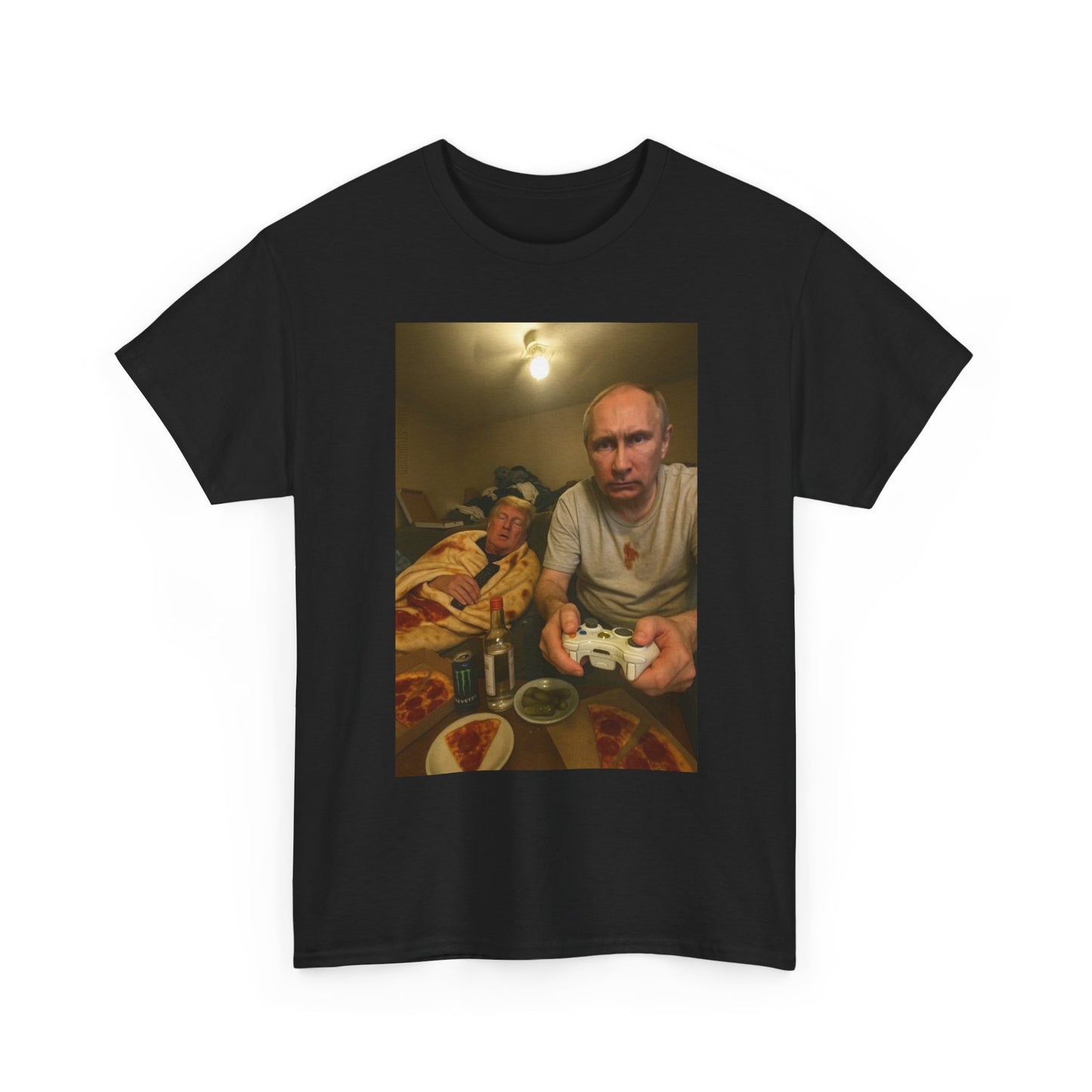 Trump And Putin Sleepover Funny Graphic T Shirt Men's Heavy Cotton Tee