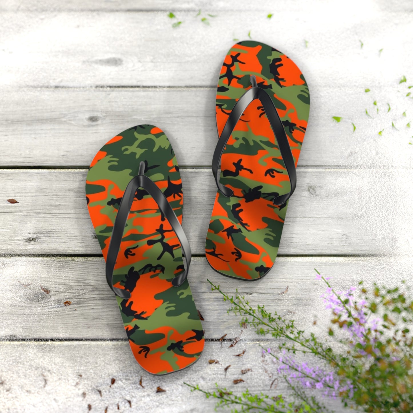Waves And Sun Sandals Orange Camo Summer Flip Flops Slides BRAND NEW