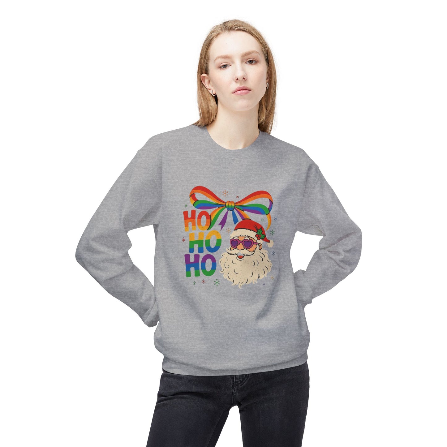 Rainbow Christmas Sweater NEW Unisex Fleece Crewneck Sweatshirt