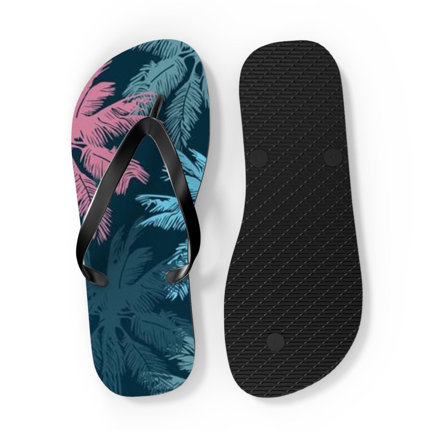 Pink And Blue Palm Trees Sandals Summer Flip Flops Slides BRAND NEW
