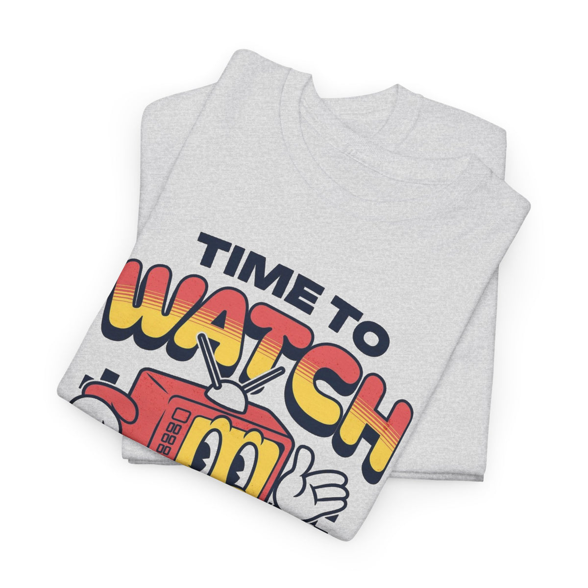 Time To Watch Tv Retro Graphic T Shirt Men's Heavy Cotton Tee
