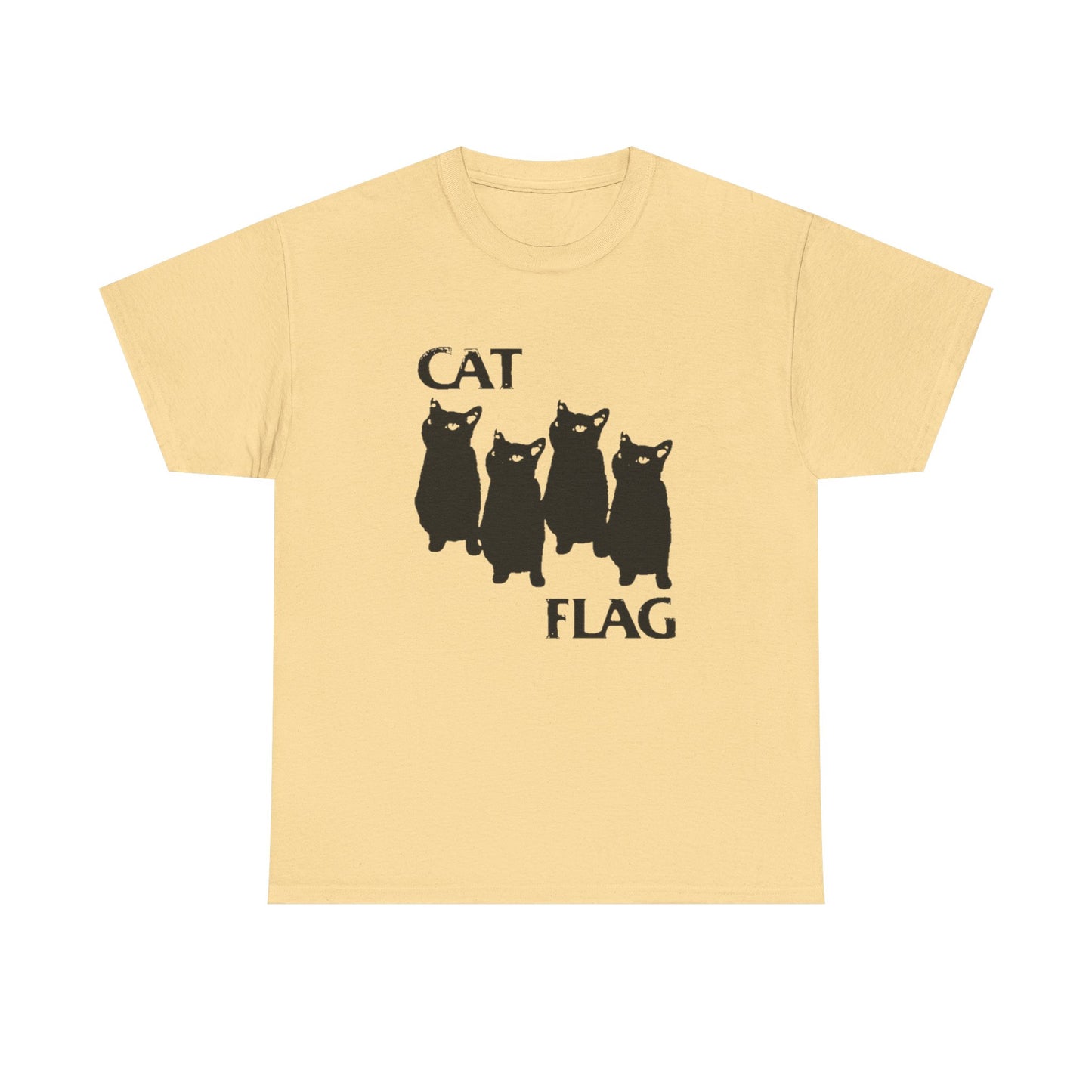 Cat Flag Funny Retro Graphic T Shirt Unisex Heavy Cotton Tee