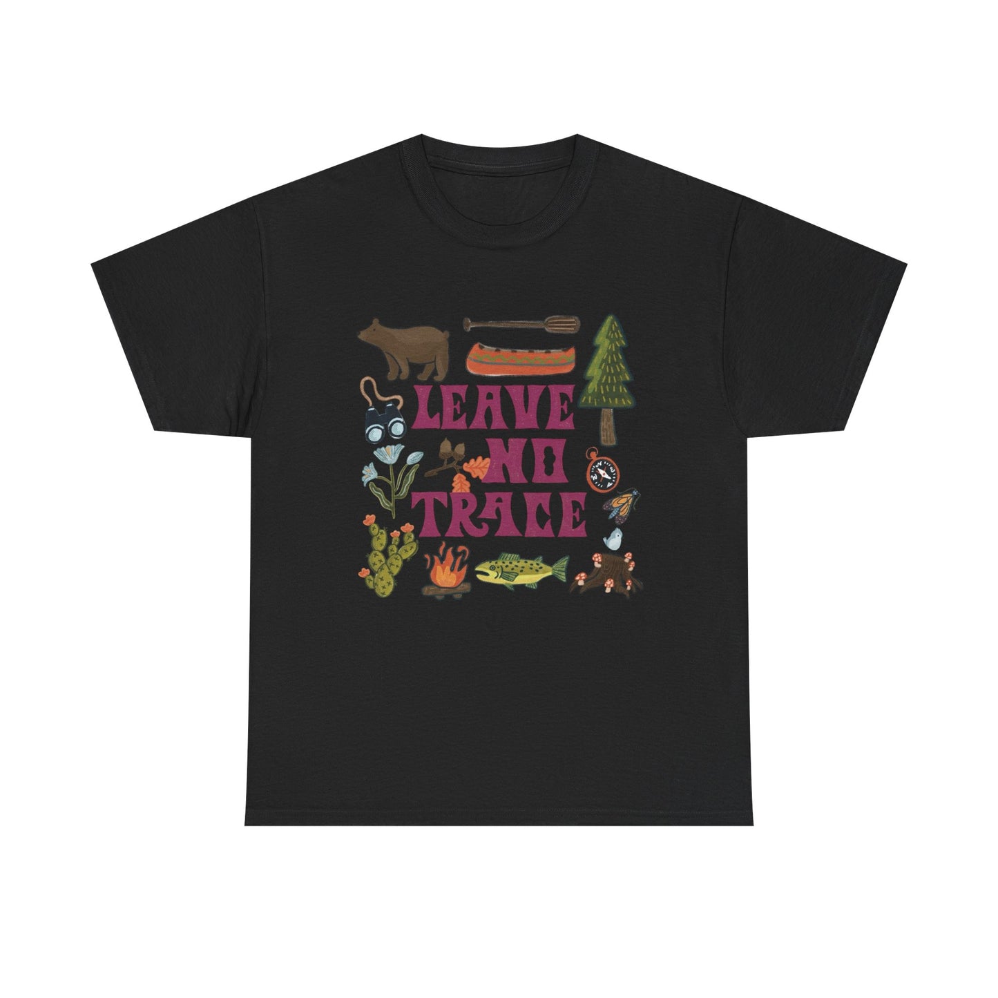 Leave No Trace Camping Retro Graphic T Shirt NEW Adult Tee