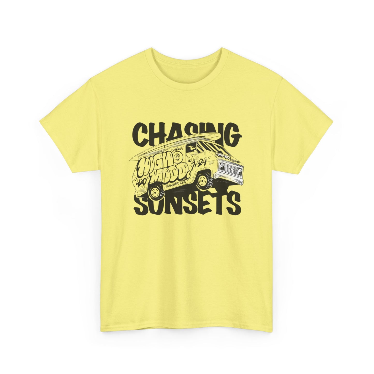 Chasing Sunsets Surfing Graphic T Shirt NEW Unisex Heavy Cotton Tee