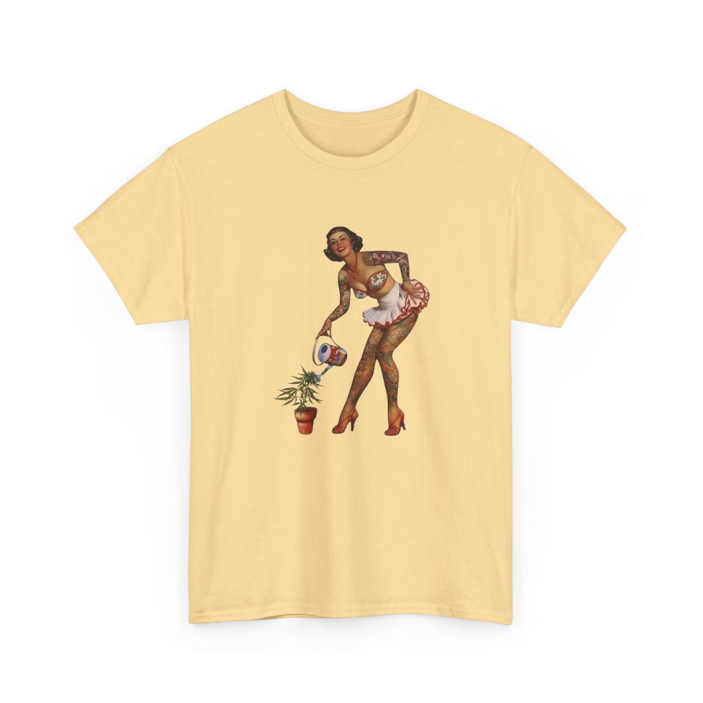 Pinup Model Weed Love Graphic T-Shirt Womens Comfy Cotton Tee NEW