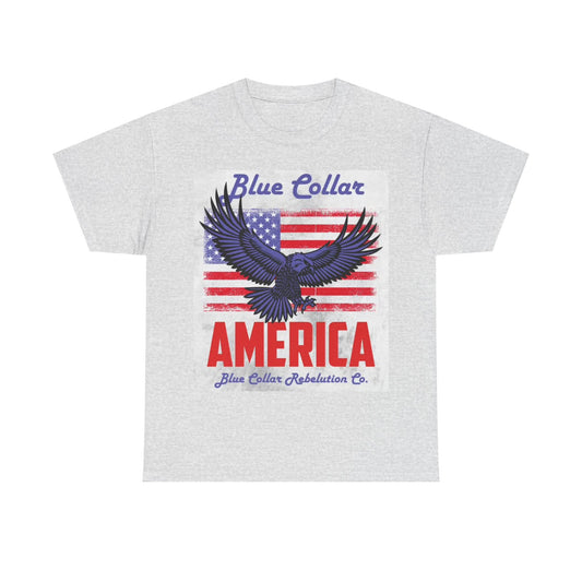 Blue Collar Tshirt American Flag Bald Eagle Graphic Unisex Heavy Cotton Tee