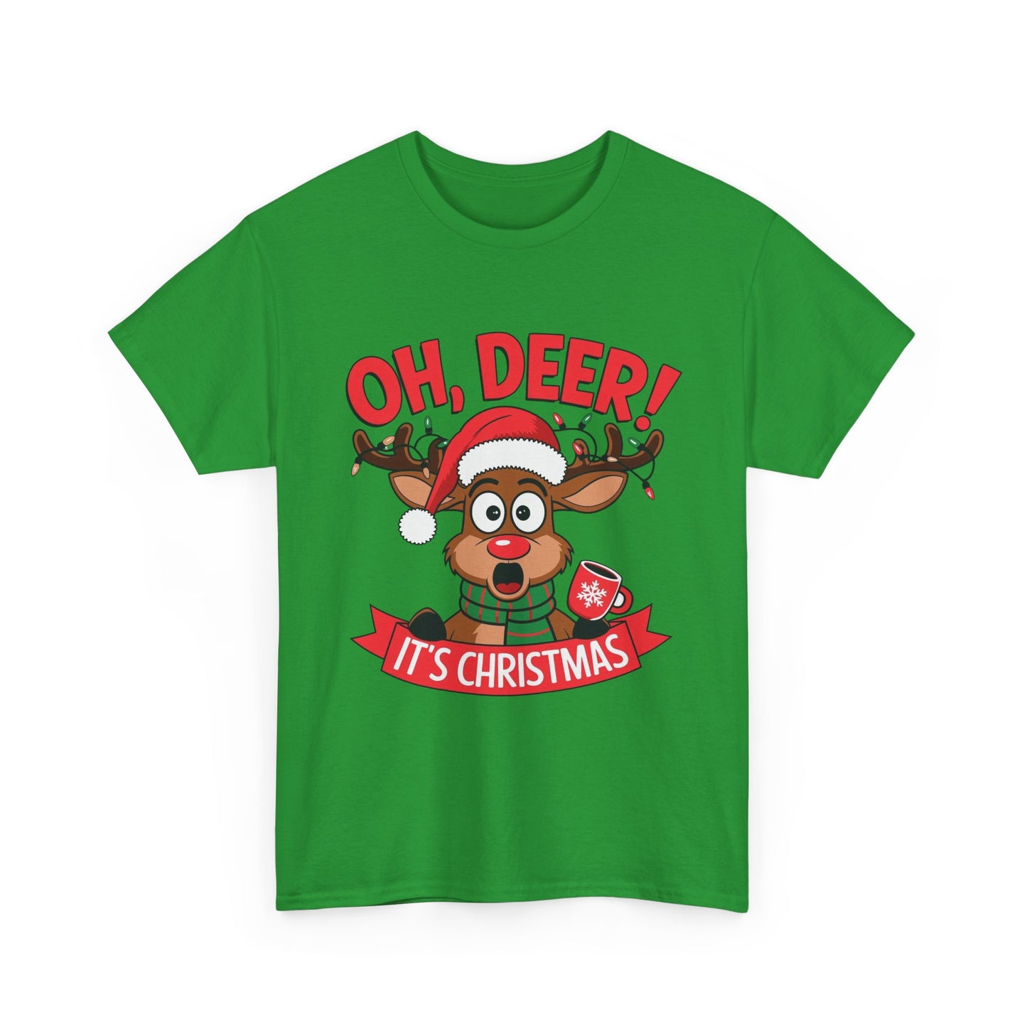 Oh Deer Its Christmas Graphic T Shirt NEW Unisex Heavy Cotton Tee