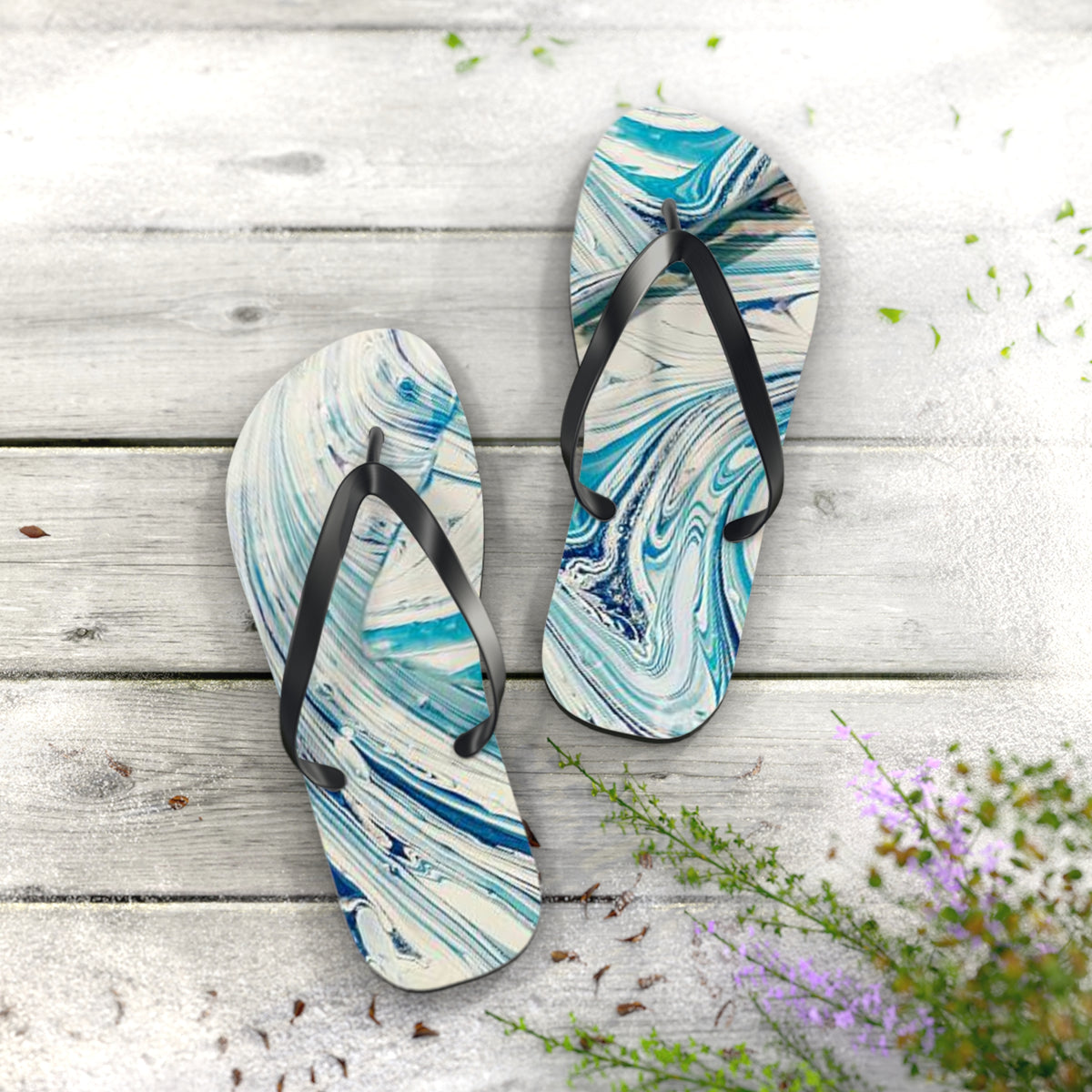 Turquoise Marble Sandals, Beach Shoes, Vacation Flip Flops, Pool Slides