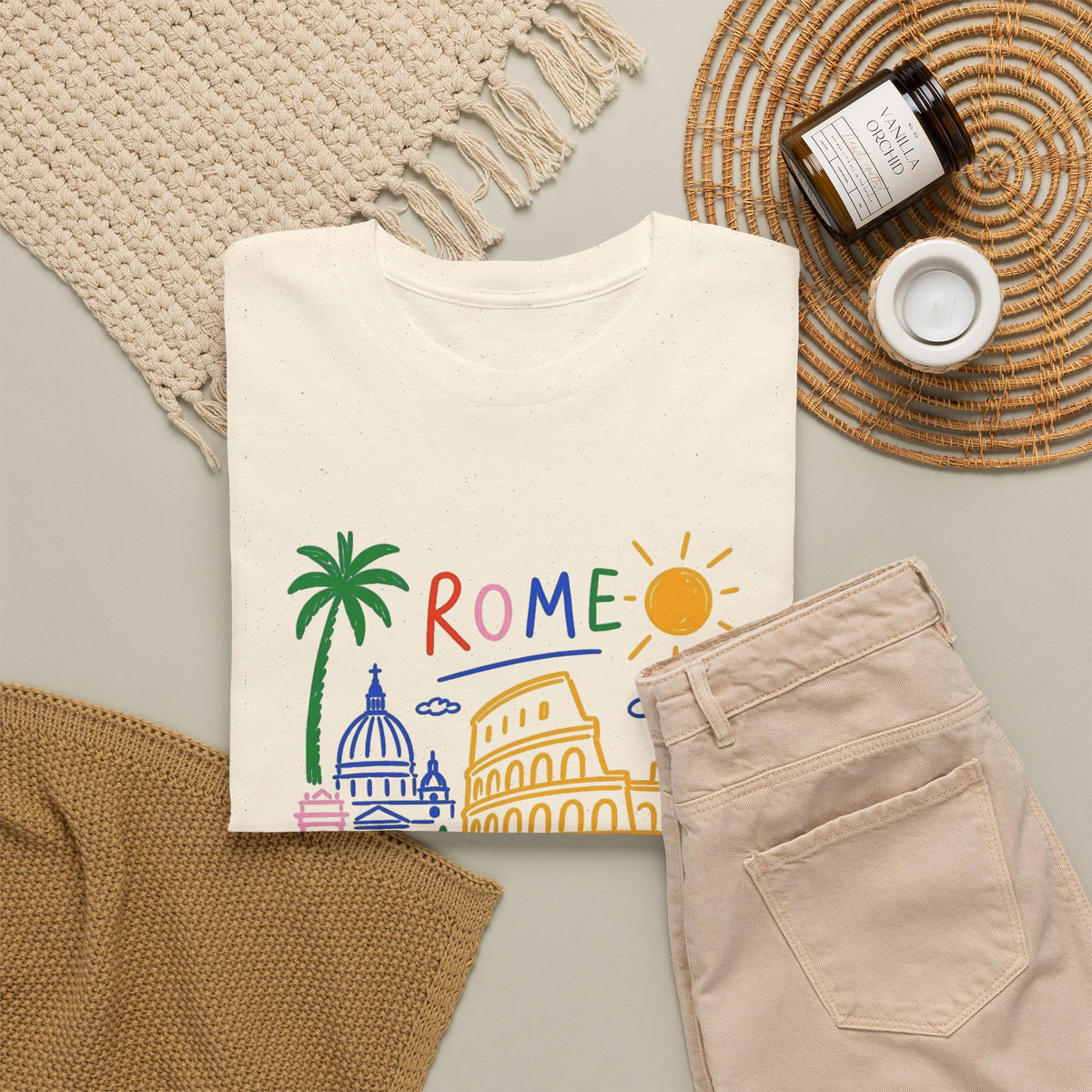 Rome Italy Travel Illustration T-Shirt Men's Graphic Tee