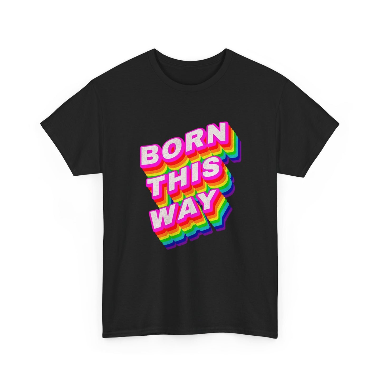 Born This Way Rainbow Flag Graphic T-Shirt Cotton Tee New Gift Vintage