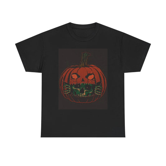 Pumpkin Scary Graphic T Shirt Halloween Retro Horror 90s Unisex Heavy Cotton Tee