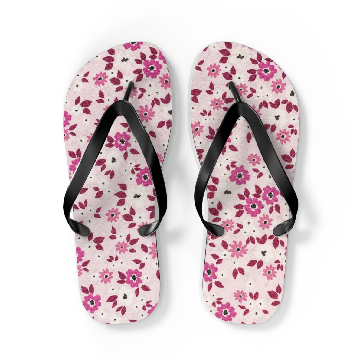 Waves And Sun Sandals Red And Pink Flowers Summer Flip Flops Slides BRAND NEW