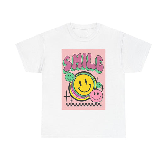 Smile Graphic T Shirt Retro Smiley Face ART Unisex Heavy Cotton Tee