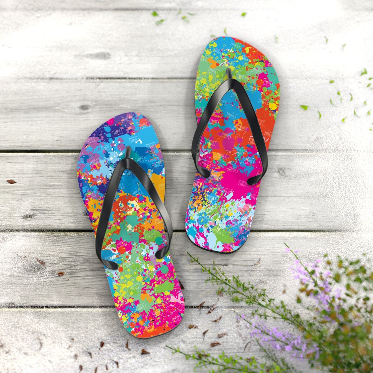 Paint Splatter Flip Flops, Sandals Slides, Summer Footwear, Brand New