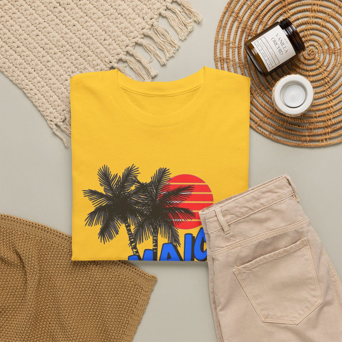 Jamaica Graphic T Shirt Men's Tropical Beach Retro Heavy Cotton Tee