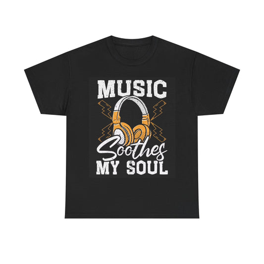 Music Is My Soul Tshirt Retro Headphones Graphic Unisex Heavy Cotton Tee