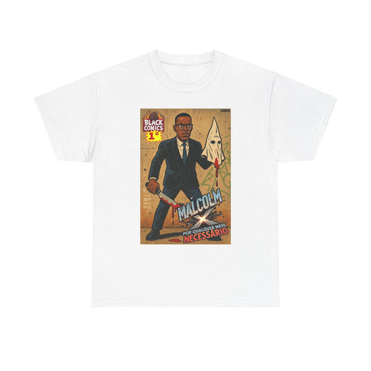 Malcolm X Graphic T Shirt Cartoon Artwork Retro Unisex Heavy Cotton Tee