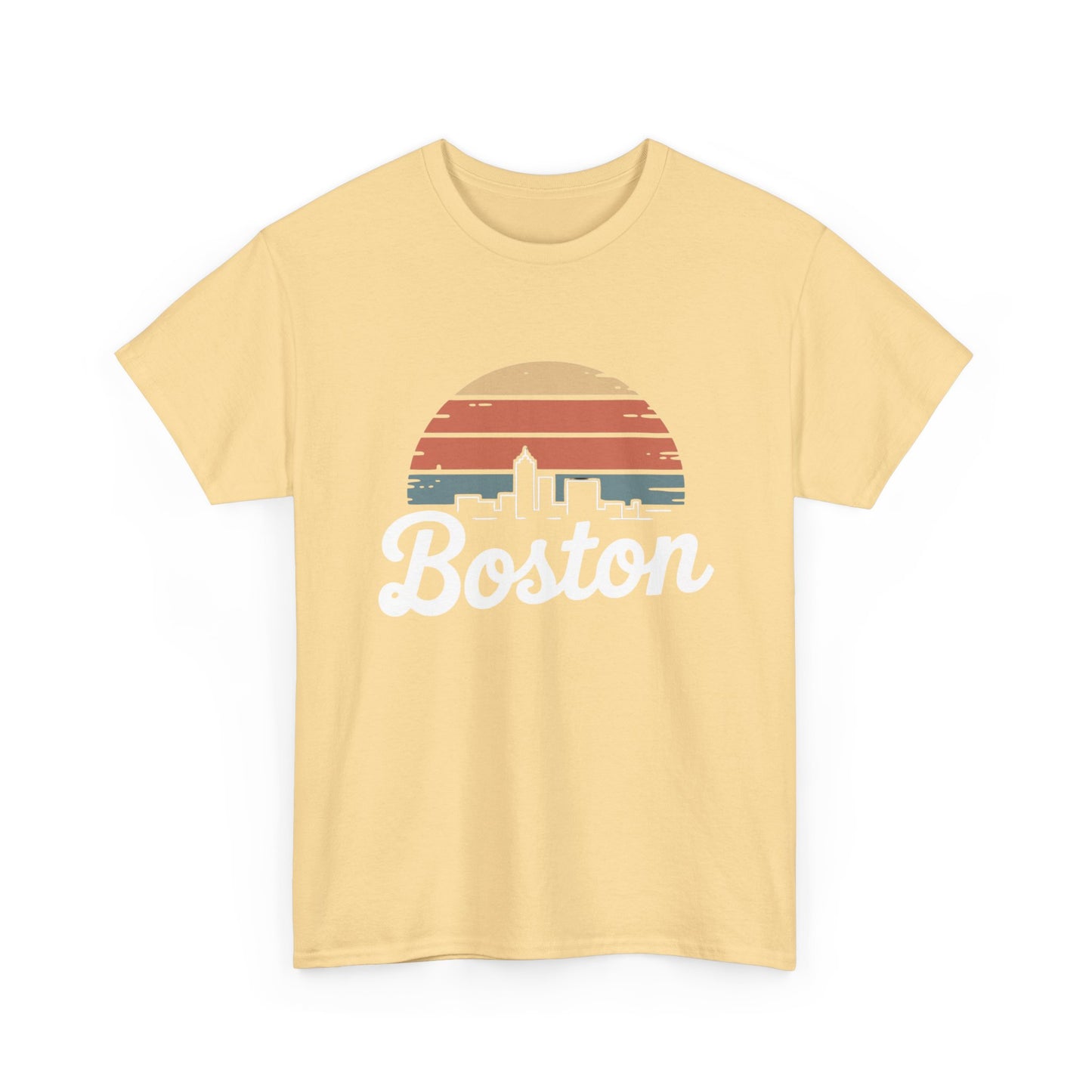 Boston Mass Skyline Graphic T Shirt NEW GIFT Unisex Heavy Cotton Tee