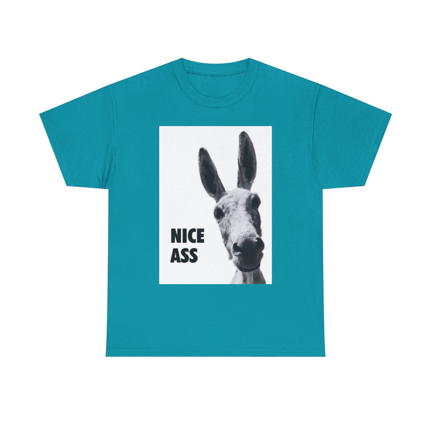 Nice Ass T Shirt Funny Donkey Animal Jokes Comedy Gift Unisex Heavy Cotton Tee